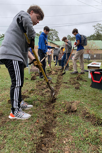 youth group in garden
